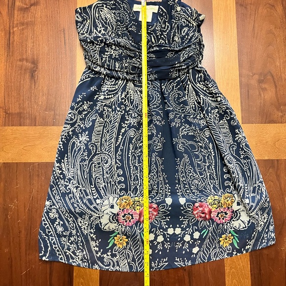 Anthropologie/Staring at Stars Navy Blue Paisley Floral Dress Size 4 - Picture 7 of 9